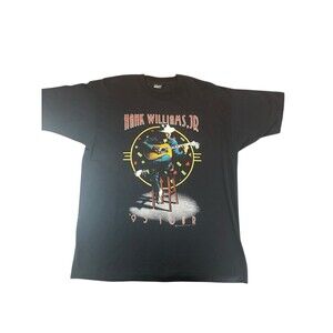 Vintage Hank Williams Jr 1993 Tour T Shirt USA Made Black XL